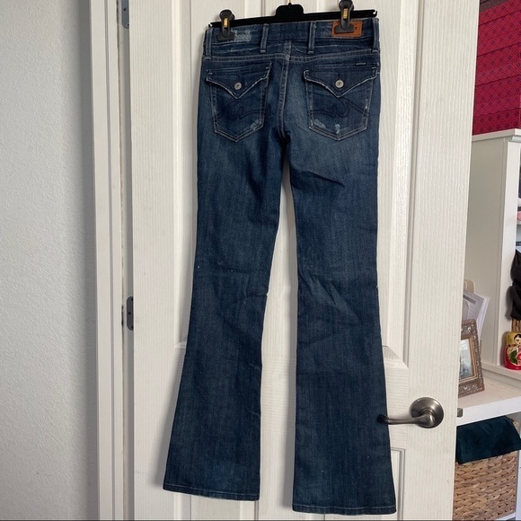 A noname Jean Joelle Boot Cut Jeans Frayed destroyed Faded Denim Size 6 Like New - Picture 9 of 9